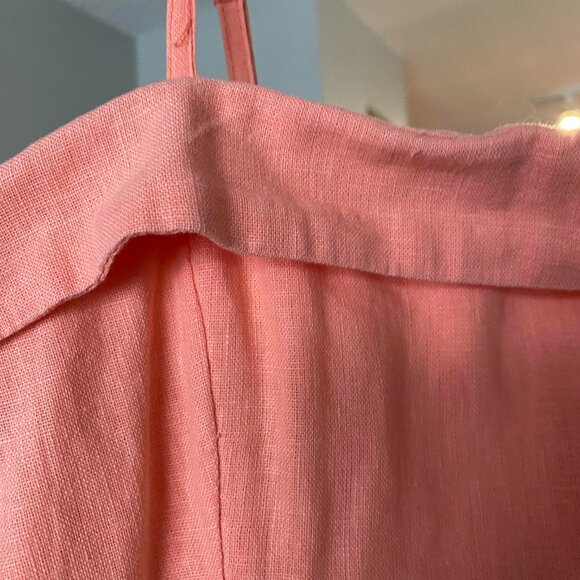 Abercrombie & Fitch Coral Linen Blend Midi Dress with Pockets Size M - Picture 9 of 11